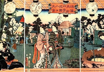 簡易浮世絵体験＆江戸浅草のお花見再現と江戸の花見の装い